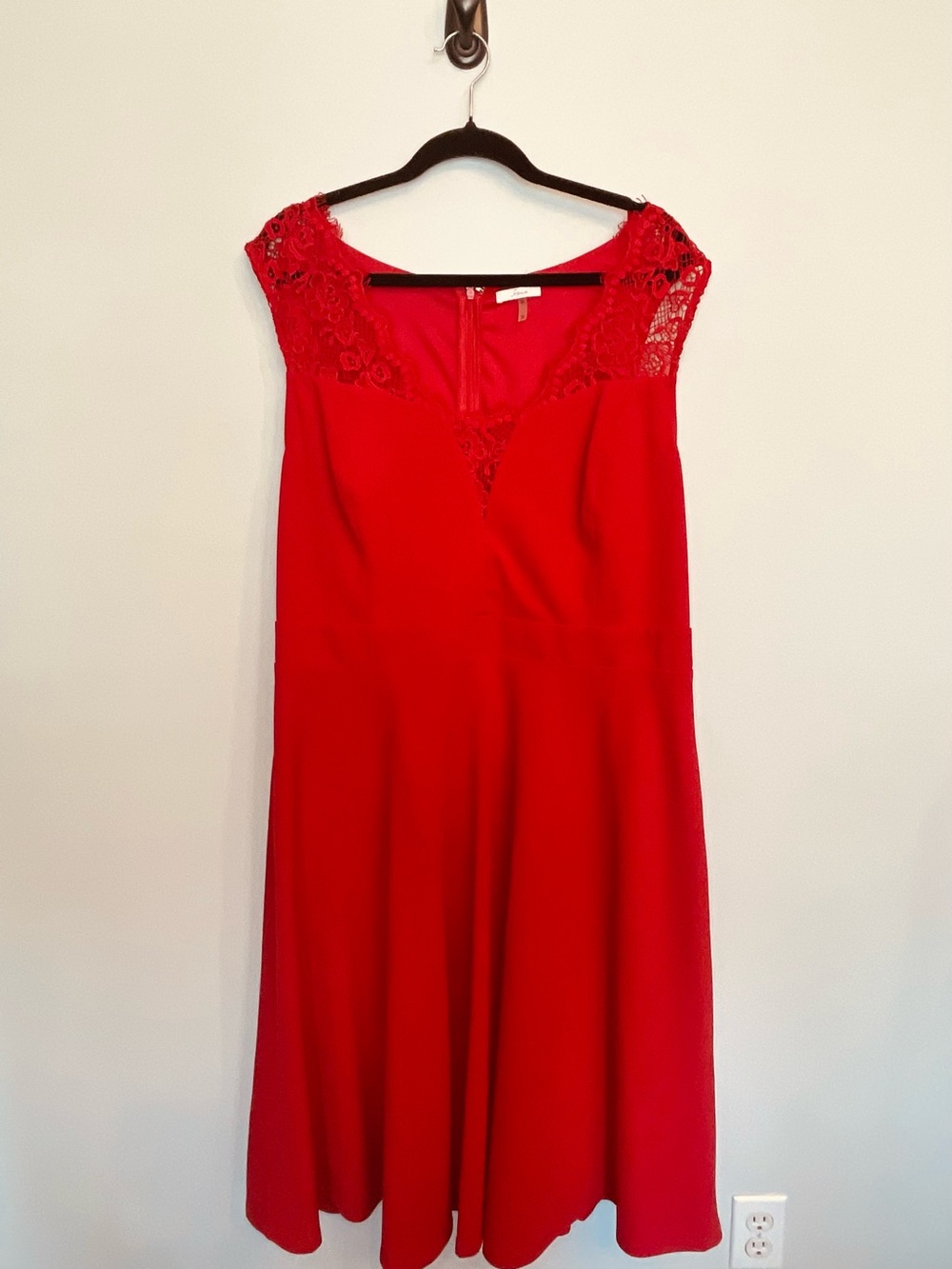 Soprano Red Lace-Trim Fit & Flare Midi Dress - Picture 7 of 11